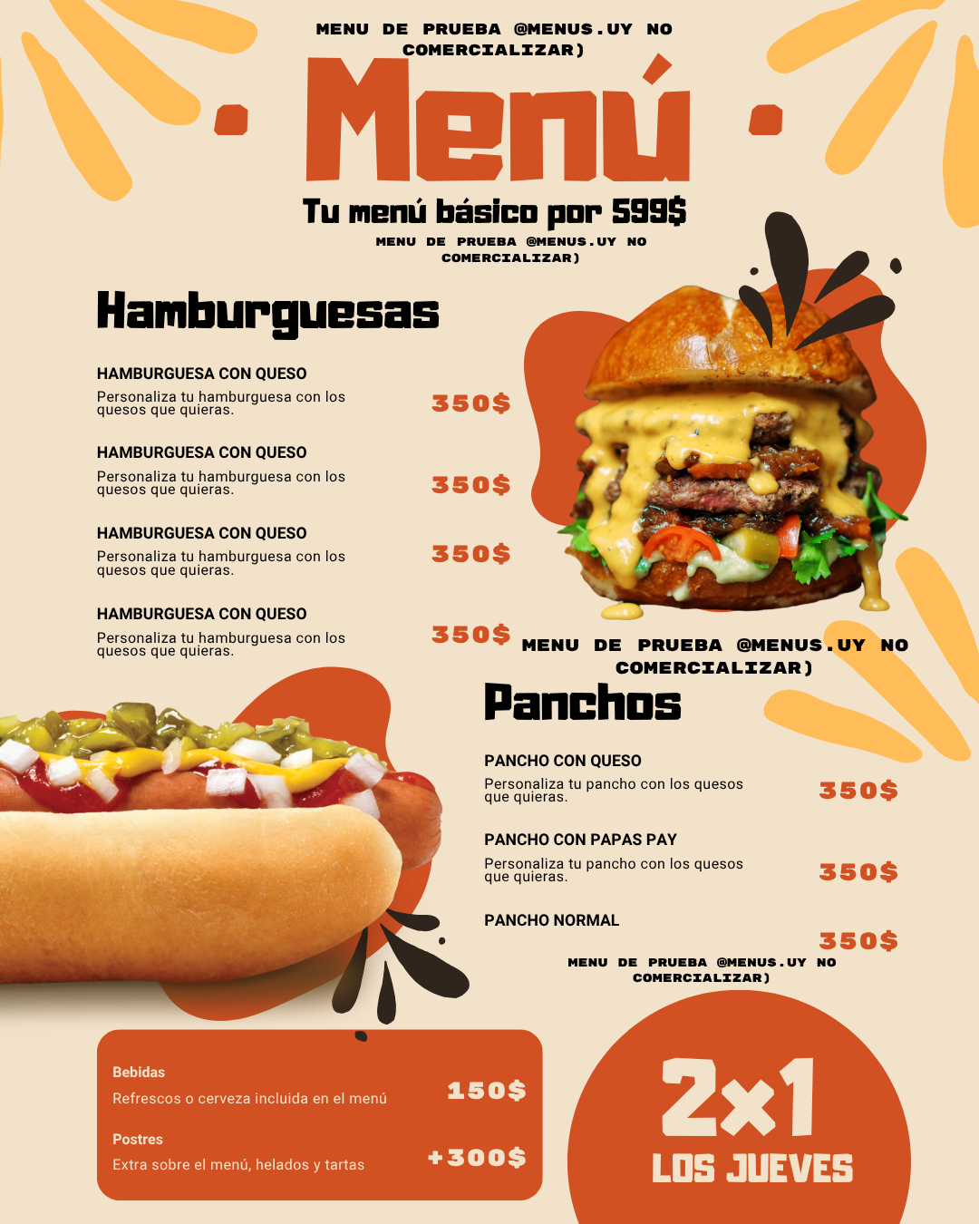 Menú Hamburguesería